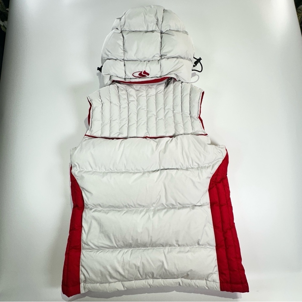 Bonfire vest hooded down alpine puffer red white size M - Picture 11 of 14